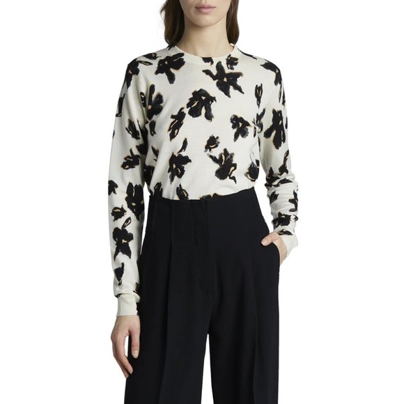 Womens Size Small Proenza Schouler Iris Flower Print Pure Merino Wool Sweater - Picture 1 of 6